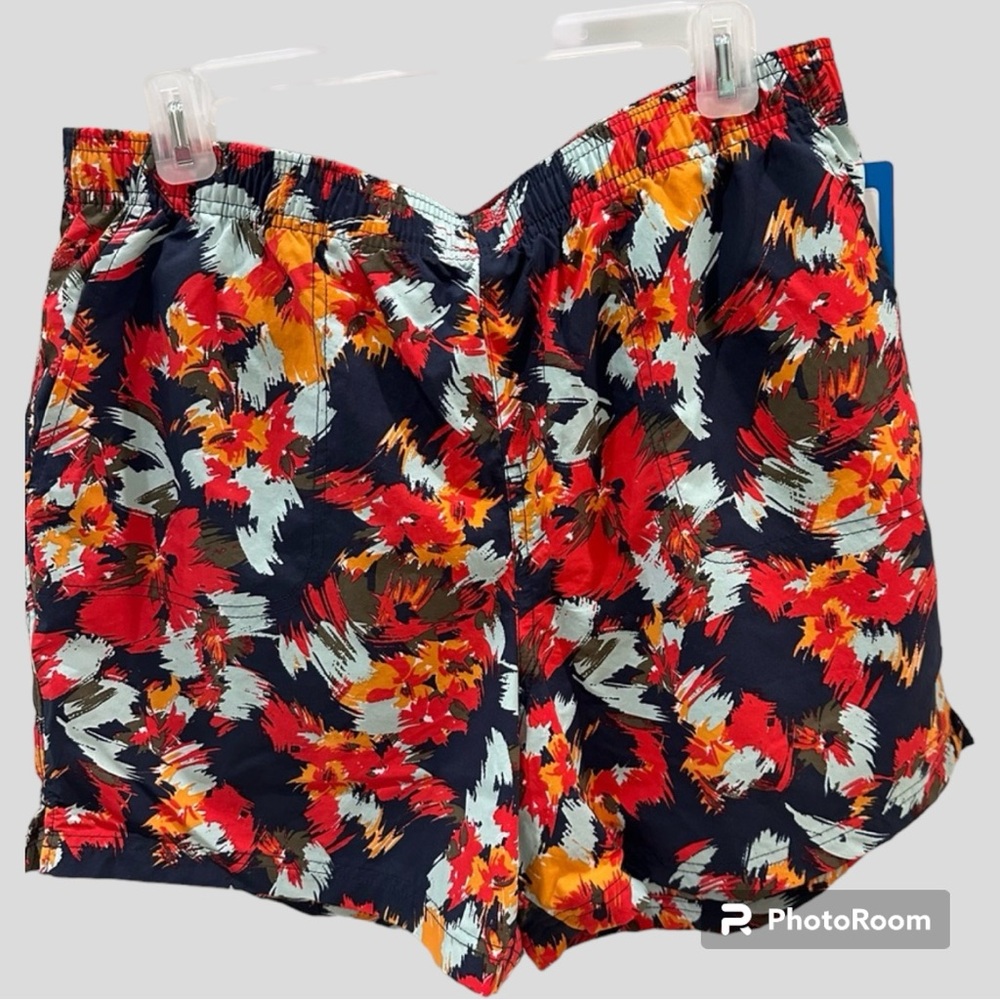COLUMBIA Court Shorts 5” Blue & Orange Abstract Pattern NEW size Large